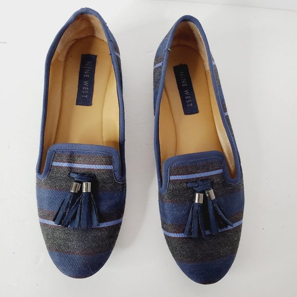 NINE WEST Blue Boho Canvas Loafers - Picture 2 of 5